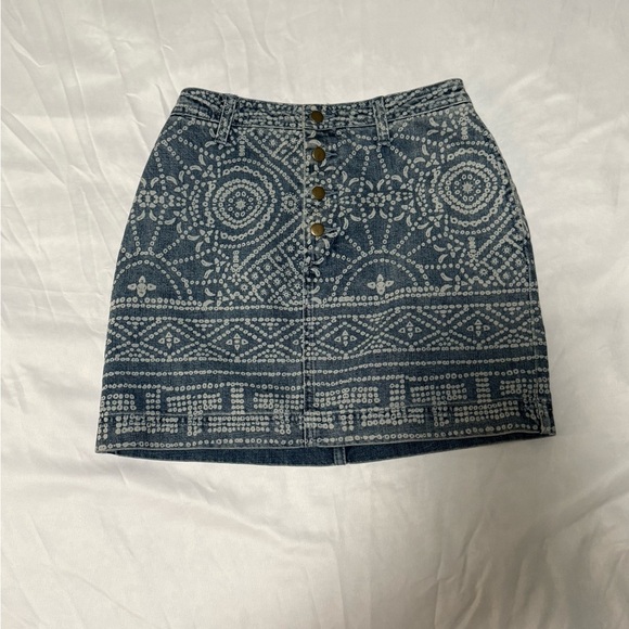 Free People paisley print denim mini skirt size 2 - Picture 2 of 7